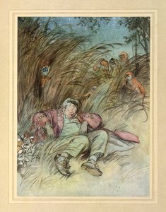 Oglądany przez małpy, z „The Admirable Crichton” J.M. Barrie autorstwa Hugh Thomson