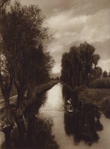 Meksyk: Canal Viga (zdjęcie czarno-białe) autorstwa Hugo Brehme