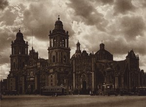 Meksyk: stolica Mejico, La catedral (zdjęcie czarno-białe) autorstwa Hugo Brehme