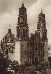 Meksyk: Katedra w Chihuahua (zdjęcie czarno-białe) autorstwa Hugo Brehme