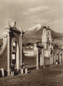 Meksyk: Chalchicomula z Pico de Orizaba (zdjęcie czarno-białe) autorstwa Hugo Brehme