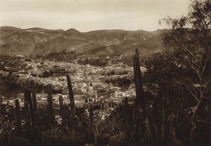 Meksyk: Guanajuato, widok ogólny wioski (zdjęcie czarno-białe) autorstwa Hugo Brehme