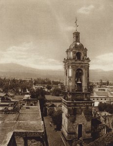 Meksyk: Kościół Xochimilco (zdjęcie czarno-białe) autorstwa Hugo Brehme