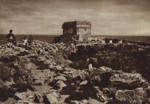 Meksyk: Isla de las Mujeres, Jukatan (zdjęcie czarno-białe) autorstwa Hugo Brehme