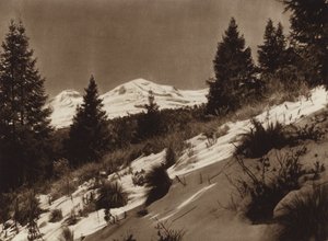 Meksyk: Iztacihuatl (zdjęcie czarno-białe) autorstwa Hugo Brehme