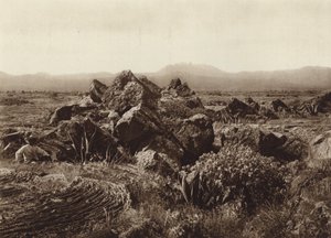 Meksyk: Pedregal, Corriente de basalto-lava w pobliżu San Angel (zdjęcie czarno-białe) autorstwa Hugo Brehme
