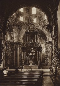 Meksyk: Puebla, kaplica kościoła San Domingo (zdjęcie czarno-białe) autorstwa Hugo Brehme