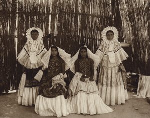 Meksyk: Tehuantepec, dziewczyna w stroju narodowym (zdjęcie czarno-białe) autorstwa Hugo Brehme