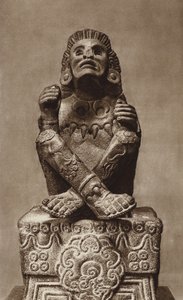 Meksyk: Xochipilli z maską, Muzeum Narodowe (zdjęcie czarno-białe) autorstwa Hugo Brehme