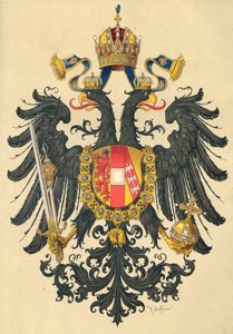 Mały herb Cesarstwa Austrii, 1890 r. autorstwa Hugo Gerard Strohl