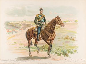 Jeździecki portret Mikołaja II z Rosji autorstwa Hugo Karlovich Bakmanson
