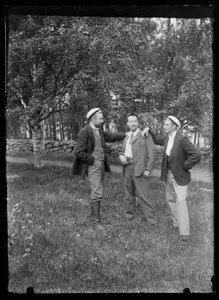 Paul i Hugo Simberg oraz Einar Relander w parku Niemenlautka autorstwa Hugo Simberg