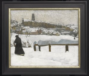 Freiburg w śniegu, ok. 1920 (olej na płótnie) autorstwa Hugues de Beaumont