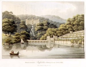 Beaudesert, Staffordshire, z „Fragments on the Theory and Practice of Landscape Gardening”, wyd. 1816 (kolor lito) autorstwa Humphry Repton