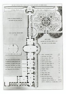 Projekt ogrodu, z „Fragments on the Theory and Practice of Landscape Gardening”, opublikowany 1816 (lito) (zdjęcie czarno-białe) autorstwa Humphry Repton