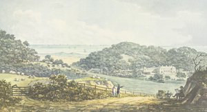 Panoramiczny widok "po", z Czerwonej Księgi dla Antony House, ok. 1812 r. autorstwa Humphry Repton