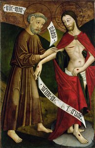 Chrystus i św. Tomasz, panel dawnego ołtarza głównego kościoła św. Piotra i Pawła w Csíksomlyó, ok. 1480 (tempera jajeczna na panelu)