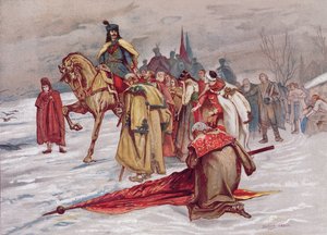 Rakoczi Ferenc żegna się ze swoim ludem, udając się na wygnanie w lutym 1711 r., ok. 1900 r. autorstwa Hungarian School