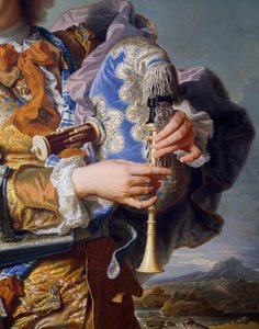 Gaspard de Gueidan grający na dudach, ok. 1735, autorstwa Hyacinthe Rigaud (1659-1743), olej na płótnie. Szczegół. Francja autorstwa Hyacinthe Francois Rigaud