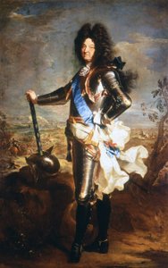 Portret Ludwika XIV, Króla Słońce (1638-1715). Olej Hyacinthe Rigaud, mianowany portrecistą króla.