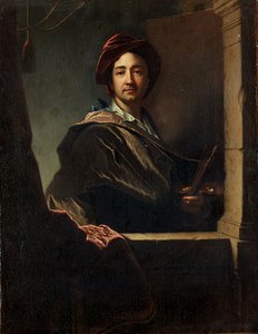 Portret artysty, do połowy długości, na skrzydle, 1712 autorstwa Hyacinthe Francois Rigaud
