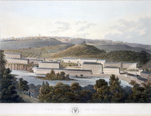 Miasto Lanark, z Widoku Szkocji, 1824-25 (kolorowa akwatinta) autorstwa I after Clark