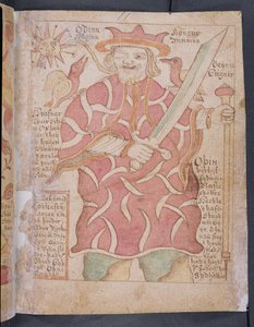 Odin, z Melsteds Edda (pióro i atrament i toaleta na papierze) autorstwa Icelandic School