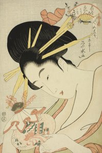 Kurtyzana Hanahito z Ogiya i towarzyszące Sakura i Momiji, z serii Beauty of the Five Festivals