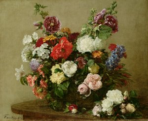 Francuskie róże i piwonie, 1881 autorstwa Ignace Henri Jean Fantin Latour