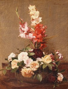 Mieczyki i róże, 1881 autorstwa Ignace Henri Jean Fantin-Latour