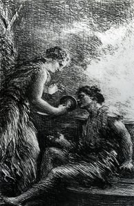 Sieglinde i Siegmund, scena z opery Wagnera „Walkiria”, 1887 autorstwa Ignace Henri Jean Fantin Latour