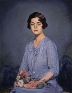 LUCIA - (PORTRET MŁODEJ DZIEWCZYNY SIEDZĄCEJ Z KWIATAMI W RĘKACH) - XX WIEK autorstwa Ignacio Zuloaga y Zabaleta