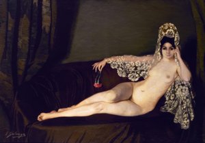 Akt z goździkiem", 1915, olej na płótnie, 131 × 184 cm, AS00820