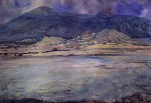 MIASTO ZARAGOZA - ESCO - XX WIEK - OLEJ / PŁÓTNO - 90 X 30 CMS autorstwa Ignacio Zuloaga y Zabaleta