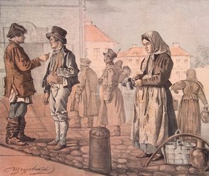 Uliczny sprzedawca mleka z serialu To są nasi ludzie, 1842 autorstwa Ignati Stepanovich Shchedrovsky