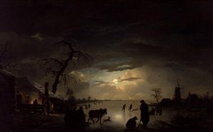 Zimowy krajobraz w świetle księżyca autorstwa Ignatius Josephus van Regemorter