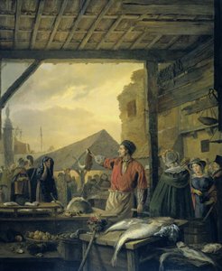 Targ rybny w Antwerpii autorstwa Ignatius Josephus van Regemorter