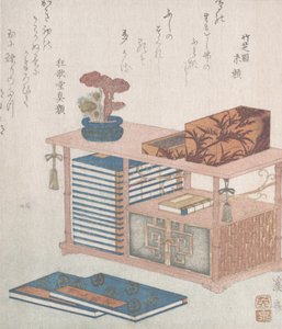 Książki i regał, XIX w. autorstwa Ikeda Eisen