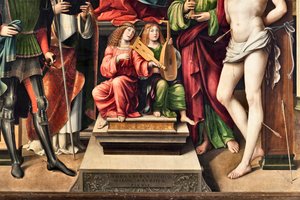 Muzycy Anioły, fragment Matki Boskiej z Dzieciątkiem i św. Prokuła, św. Jan Ewangelista, św. Augustyn, św. Sebastian (Malarstwo