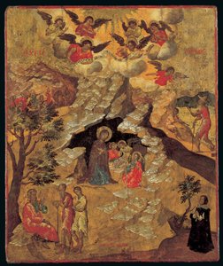 Narodzenia, 1658 (tempera jajowa na panelu) autorstwa Ilias Moskos