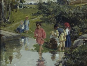 Wędkarstwo dzieci, 1882 autorstwa Illarion Mikhailovich Pryanishnikov