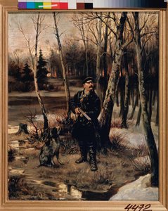 Polowanie na słonki - strzelanie do słonek - obraz Illariona Michajłowicza Pryanisznikowa (1840-1894), olej na płótnie