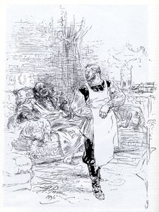 Ilustracja do powieści Lwa Tołstoja Śmierć Iwana Iljicza, 1896 autorstwa Ilya Efimovich Repin