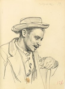 Mężczyzna w kapeluszu z profilu, ok. 1930 r. 1872-1875 autorstwa Ilya Efimovich Repin