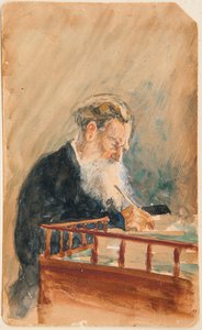 Portret autora Lwa N Tołstoja (Portret autora Lwa N Tołstoja) - Dzieło Ilji Jefimowicza Repina (Ilia Repina) (1844-1930), akwarela na papierze (16x10 cm), ok. 1900, sztuka rosyjska , XX wiek - Prywatne kolekcja autorstwa Ilya Efimovich Repin