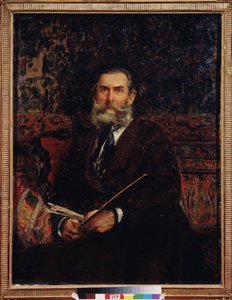 Portrait du peintre Alexei Bogolyubov (Bogolyubov y Bogolyubov) (1824-1896). Peinture de Ilya Yefimovitch Repin (Ilya Repine) (1844-1930), huile sir toile autorstwa Ilya Efimovich Repin