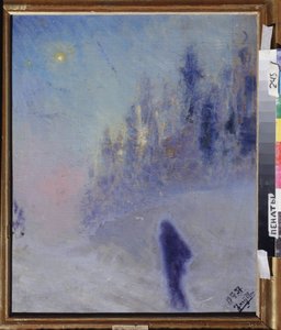 Zimowa droga. Obraz Jurija Iljicza Repina (1877-1954), olej na drewnie autorstwa Ilya Efimovich Repin