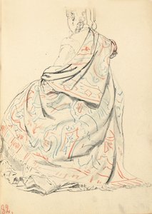 Studium dla „Paryskiej kawiarni”: sukienka siedzącej kobiety z tyłu, ok. 1872-1875 autorstwa Ilya Efimovich Repin