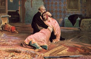 Iwan Groźny i jego syn Iwan 16 listopada 1581 r. autorstwa Ilya Efimovich after Repin