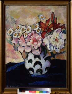 Bukiet kwiatów. Malarstwo Ilyi Ivanovich Mashkov (Ilia Mashkov, Matchkov) (1881-1944), olej na płótnie autorstwa Ilya Ivanovich Mashkov